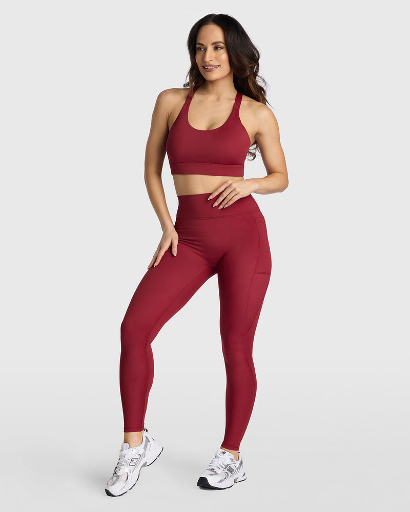 Dena Recycled Leggings Met Zakken - Bordeaux Rood